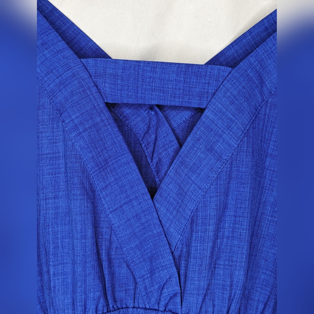 Flying Tomato Cobalt Blue Surplice Wide Leg Belted Jumpsuit, XS - Picture 3 of 10